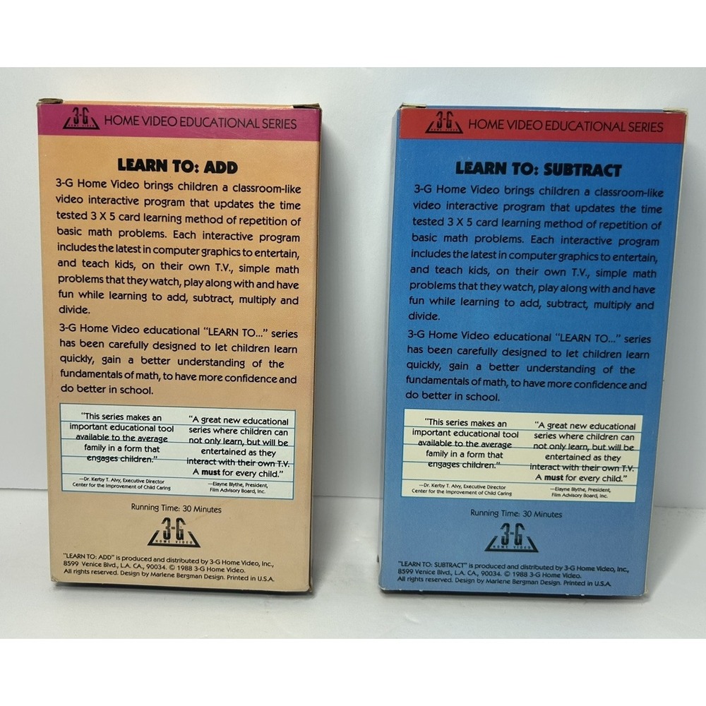 Learn To Add & Subtract Home Video Educational Series VHS Cassette Tape - Picture 2 of 10